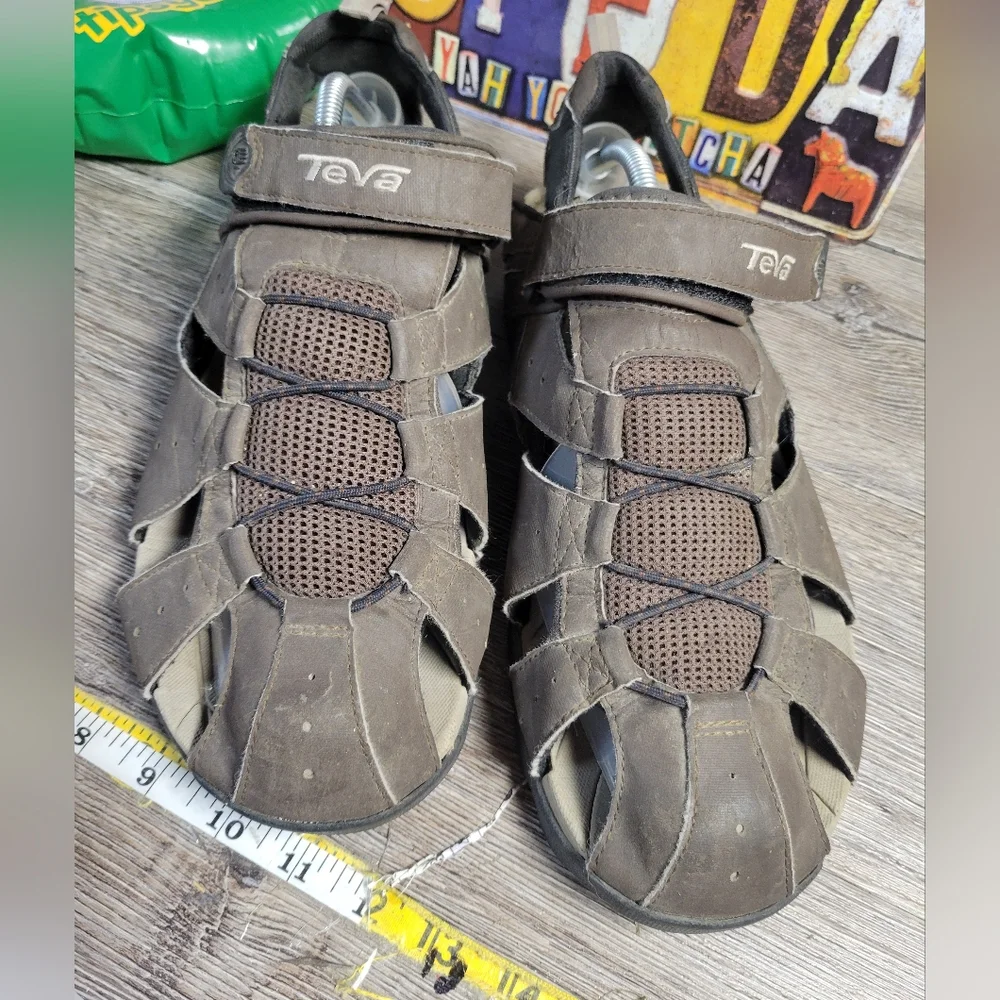 Teva Deacon Fisherman Sandal Men's  Brown Hook & Loop Mesh Water Resistant Sz 12
